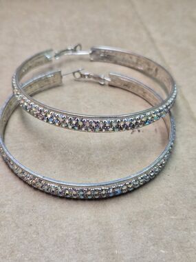 Ashley Collection Earrings Hoop Rhinstones